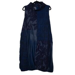 Kozan Alessandra Dress Mix Blue Bubble Midi Tunic Lagenlook Art-To-Wear SZ M NWT